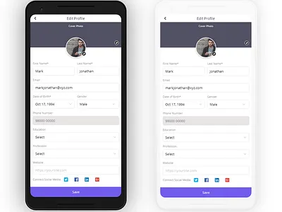 Edit Profile android app branding button design form profile ui ui ux user profile web
