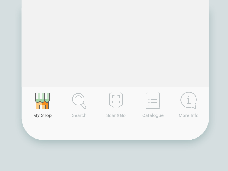 Mobile Navigation Icons app categories ctalogue icon icon design information menu mobile app search supermarket ui ui details