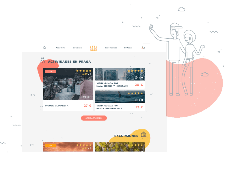 Tourist agency website eshop identity illustration mockup prague tour tour guide tourism travel ui uiux ux web website