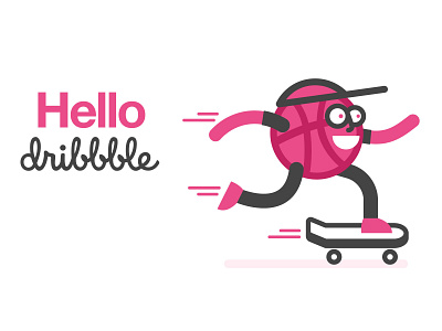 Helllo Dribbble! character dribbble ball hello dribble skateboard skater