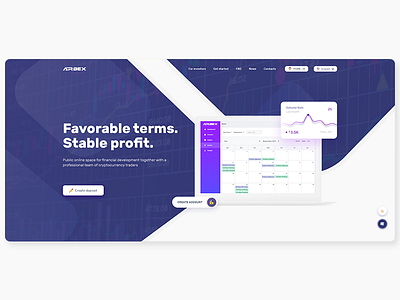 Arbex - Cryptocurrency investment bitcoin bitcoin services blockchain crypto cryptocurrency design financial investigation investing investment money portfolio price servise site design ui uiux ux web website