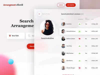 Dating / Reviews - Service clean dating girls gradient home interface listing page login minimalism ossmium profile review simple social typogaphy ui user experience user inteface ux web