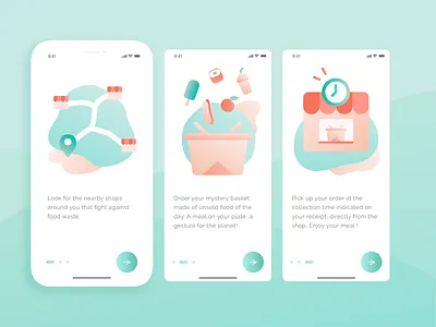 onboarding food icons illustration ios map mobile app onboarding shop shopping basket store