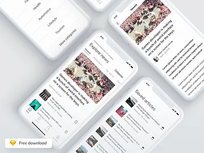 Articles Reader - Free Mobile iOS App app clean design download free freebie ui ux