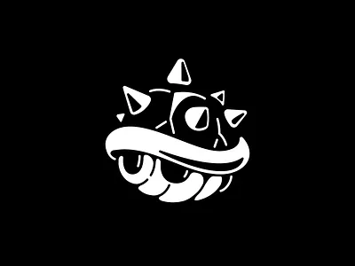 Cruel black and white eatsleepvector gaming illustration inktober mario mario kart minimalism shell vectober