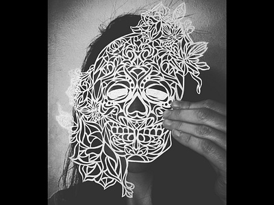 Skull Cut Paper cut paper design exacto knife handmade paper skull