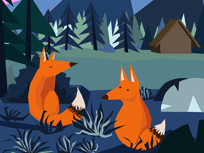 foxes animal art animal character animal illustration flat design flat art forrest foxes illuminate simple vector artwork vector illustration