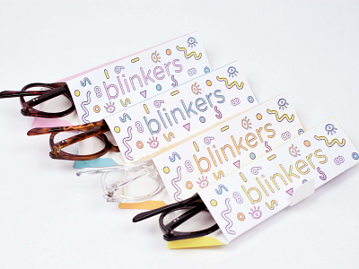 Blinkers Packaging & Brand Identity 80s bold branding bright childrens contacts design environmental design eye glasses fun glasses illustration kids packaging sight triangle vector