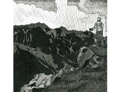 Inktober 2018 Day 7 - 'Exhausted' black and white exhausted hike hiker ink inkart inktober inktober 2018 inktober 2018 day 7 inktober exhausted mountain mountain summit october pen pigment pigment pen summit