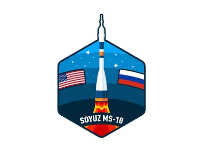 Soyuz MS-10 astronaut cosmonaut design international space station iss nasa patch patch design rocket russia soyuz space space capsule usa