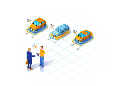 Car leasing isometric illustration car illustration isometric leasing shop showroom store vector