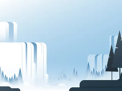 Waterfall dribble short fog gradient illustration sky tree vector water waterfall