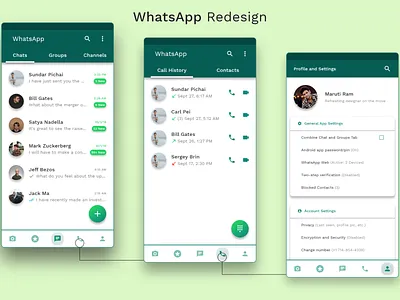 WhatsApp Redesign adobexd app design app designers australia concept material design mobile app redesign ui ux