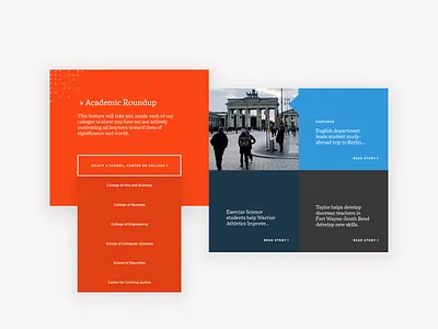 Indiana Tech - Academic Roundup Block adobe xd block design design system typography web design website