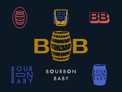 Bourbon Baby barrel bourbon branding hand drawn illustration malt whiskey whisky