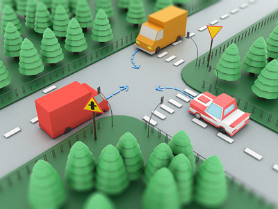 Traffic Signs cartoon low poly traffic light traffic signs trafficking