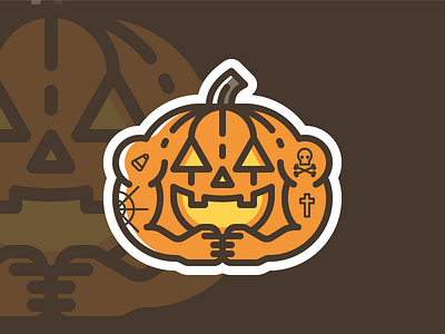 Pumpkin adobeillustrator colored grid halloween illustration outline pumpkin sticker vector