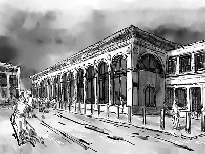 Train Station in Cambridge cambridge drawing inktober inktober2018 kyle brushes photoshop sketch train station wacom intuos