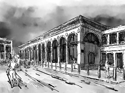 Train Station in Cambridge cambridge drawing inktober inktober2018 kyle brushes photoshop sketch train station wacom intuos