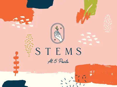 Stems initial option B branding design flower shop illustration lettering logo