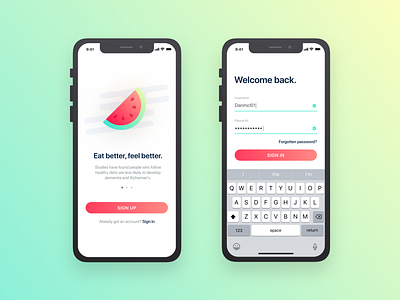 Healthy Eating App Sign In app app design dailyui design health illustration iphone x ui ux