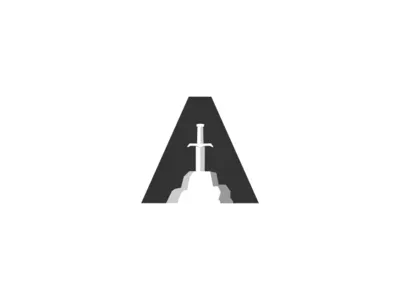 A+ sword art arthur design historic illustrator logo negative space sword