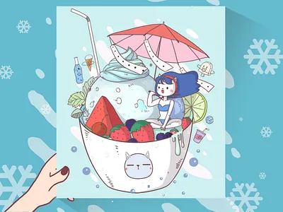 Miss Cat's summer dream girl illustration miss cat