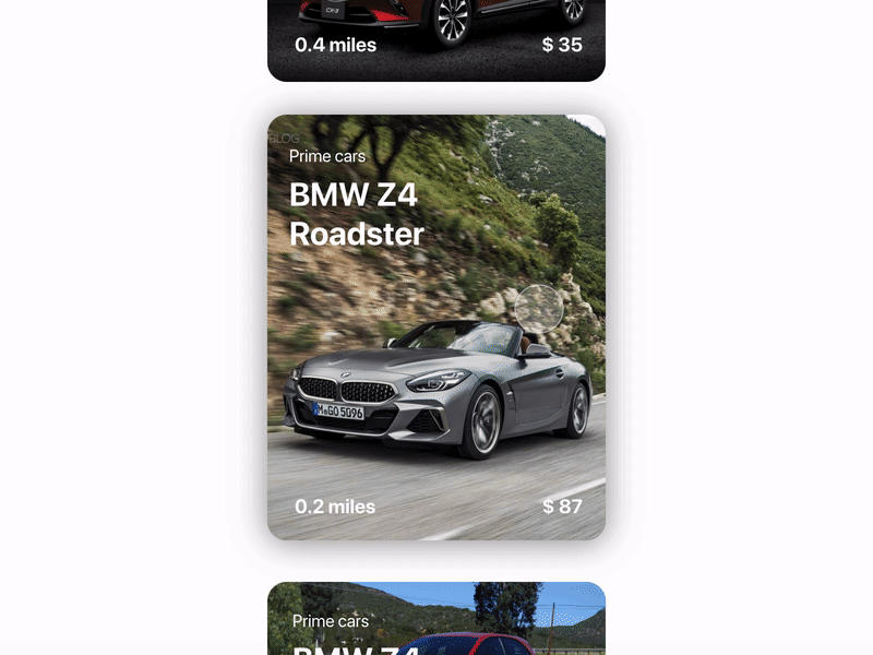 Car rental service android animation app art car design ios mobile practice principe transition typography ui