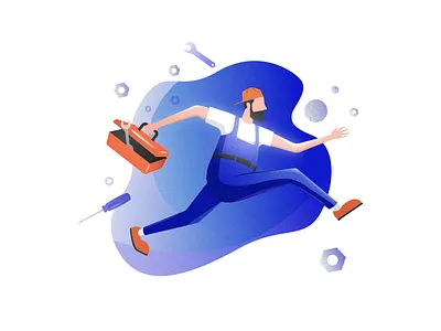 Handyman art artwork blue bright colors design handyman illustration vector art