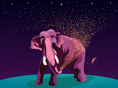 Spreading the Stars.. elephant illustration stars surreal
