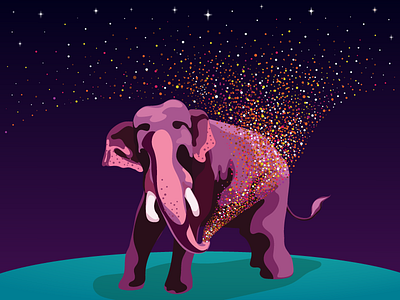 Spreading the Stars.. elephant illustration stars surreal