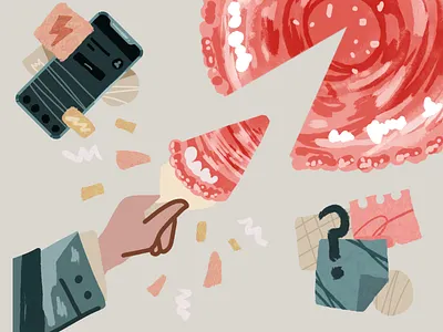 A piece of Cake branding brush brushed cake drawing editorial elements illustration notes paper phone photoshop post