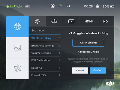 DailyUI #007 — Settings 007 dailyui dji drone goggles quadrocopter settings vr