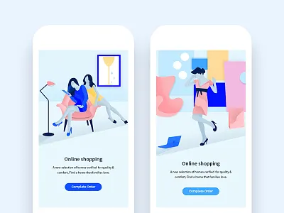 Illustration Shopping android blue characters design graphic illustrations kit modern phone photoshop ui web