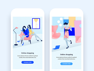 Illustration Shopping android blue characters design graphic illustrations kit modern phone photoshop ui web
