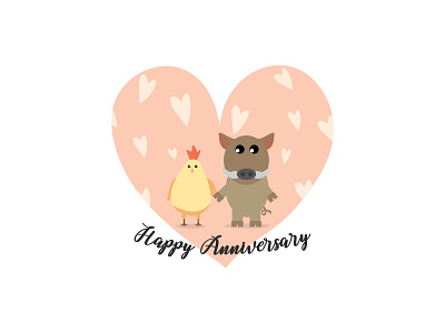 Chicken & Wild boar adobeillustrator animal anniversary card card art chicken cute cute animals design heart illustration illustrator love pastel pastel color wild boar