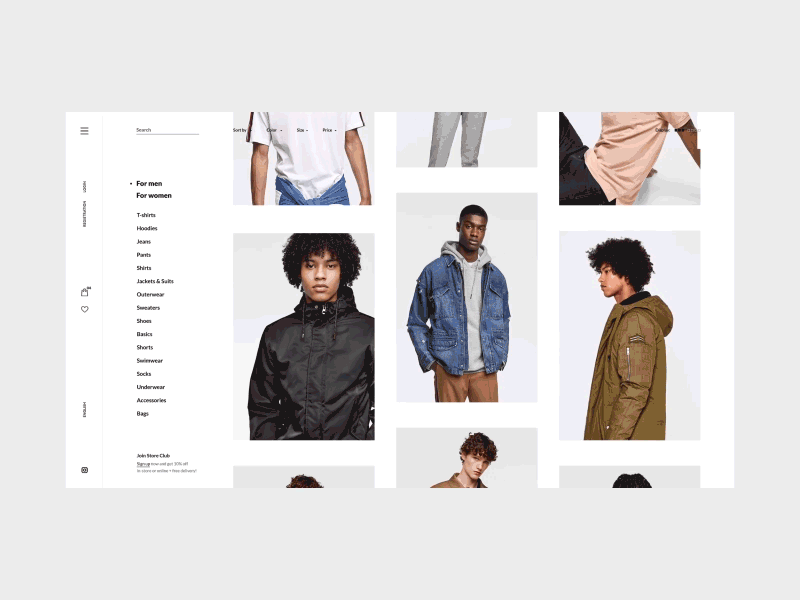 Product page of store - anim animate clothes ecommerce fashion minimal store ui ux wear web
