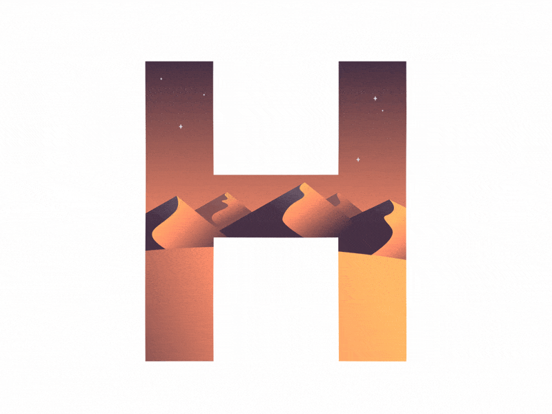 H is for Heat desert flat design flat animation flat art gif heat heatwave landscape illustration loop looped type type animation type art type challenge type daily