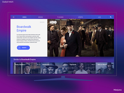 Daily UI #025 - Smart TV app blue daily ui daily ui dailyui 025 film flat interface tv movies pink series smart tv tv tv app tv design tv forecast typography ui ui ux ui app ui tv
