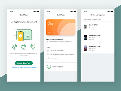 QuickPass card interface pay quickpass ui ux