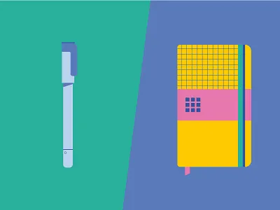 Stationery 02 book design icon illustration object pen school stationery vector