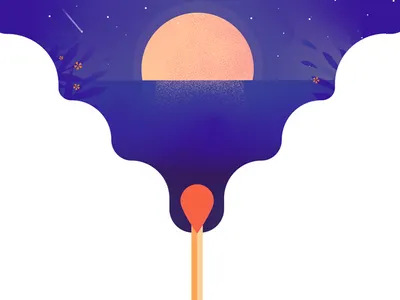 Night-summer blue dark design fire flowers gradient graphic illustration match moon night smooth stars summer sun texture