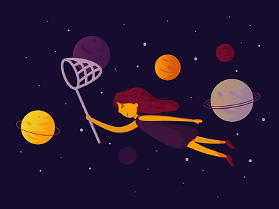 Cosmos girl cosmos design galaxy girl illustration planets star zero gravity
