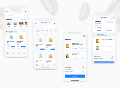 Grocery online e-Commerce app branding buy fruits buy online buy vegetables clean design flat grocery shop minimal online shopping typography ui ux