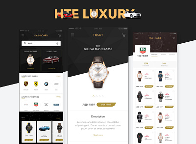 The luxury car & watch App Dashboard/Landing Pages app branding buy luxury car buy luxury watch buy online classic clean design dubai luxury flat identity luxury car luxury watch minimal typography ui ux vector