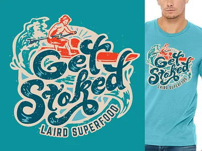 Get Stoked Laird Shirt cursive handlettering lettering logotype retro surf surfing type typography vintage