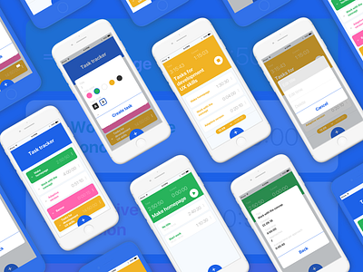 Task Tracker Shot 1 app cards colorfull concept design mobile task tracker timer ui ux web work flow