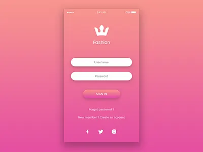 Fashion mobile application app attractive beautiful branding color concept design fashion app flat gradient graphic illustration logo modern photoshop simplicity typography ui ux