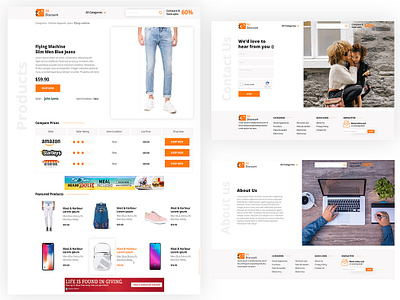 Products page, Contact us page & About us page about us contact us ecommerce landing page products shopping website website