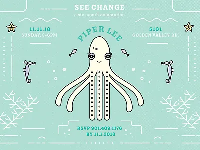 See Change WIP full babygirl coral design graphic illustration invite linework ocean octopus party sea seahorse starfish texture vector